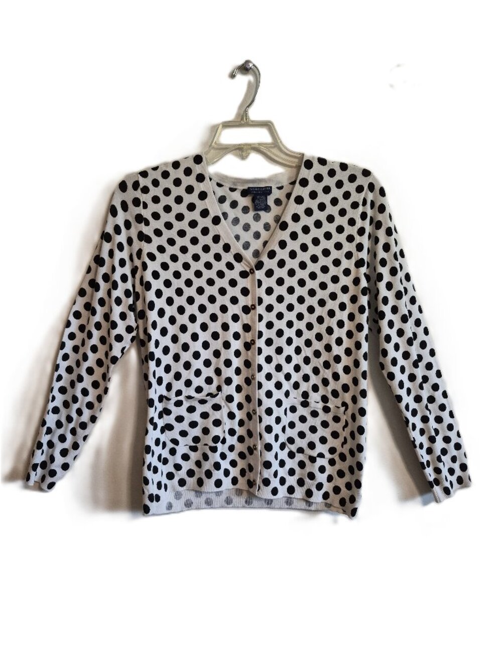 Silk Blend Polka Dot Cardigan Large